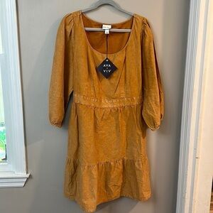 NWT Ava & Viv Mustard Yellow Dress